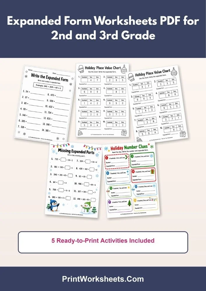 Place Value Worksheets Worksheet - Expanded Form Worksheets PDF for 2nd and 3rd Grade | Free Printable