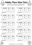 Place value chart to expanded form math worksheet