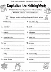 Capitalize the holiday words proper nouns practice worksheet