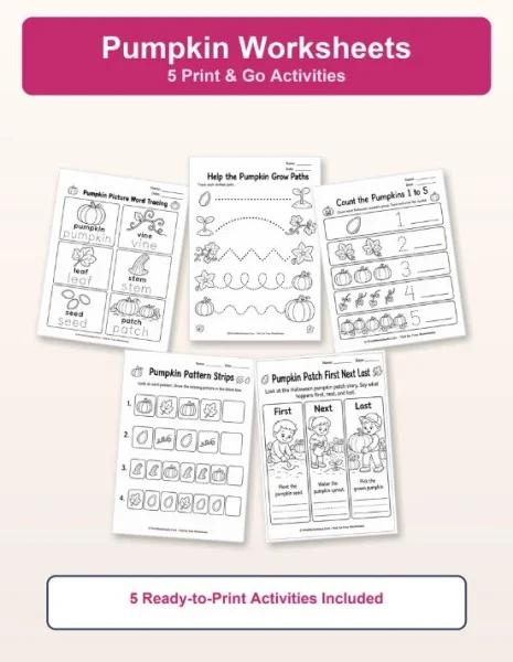 5 Free Printable Pumpkin Worksheets (PDF for Kids)