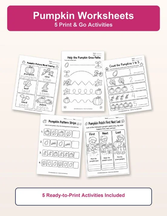 Halloween Worksheets Worksheet - 5 Free Printable Pumpkin Worksheets (PDF for Kids) | Free Printable