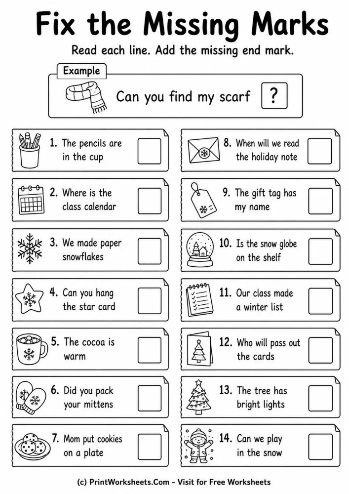 Fix the missing marks punctuation practice worksheets for grade 2