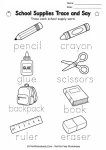 School supplies trace and say