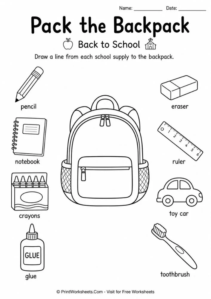 Pack the backpack drawing line