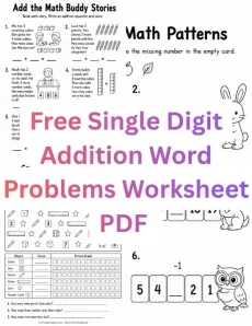 Word Problems Worksheet - Free Single Digit Addition Word Problems Worksheet PDF | Free Printable
