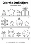 Color the small objects visual comparison math page