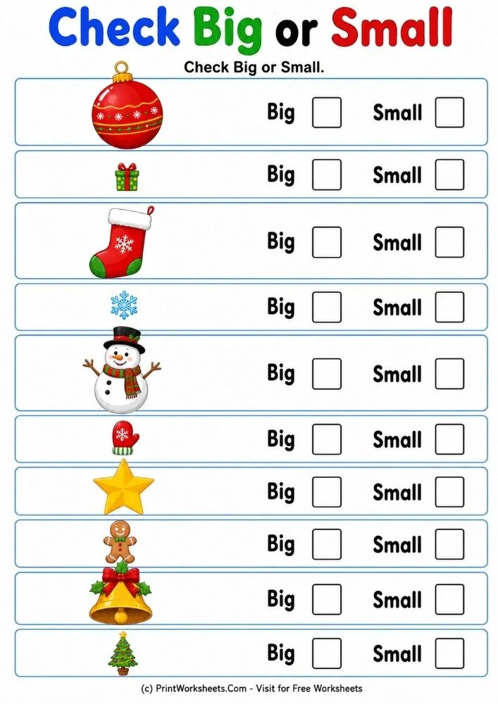 Sorting Big and Small Worksheet PDF (Free Printable) - Worksheet Image