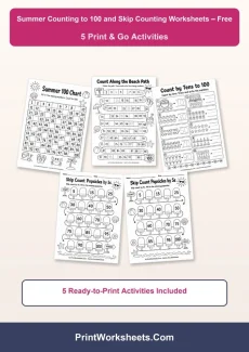 Counting Worksheets Worksheet - Free Summer Counting to 100 and Skip Counting Worksheets | Free Printable