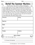 Summer mystery story retelling worksheet