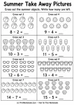 Summer subtraction worksheets within 20 cross out pictures