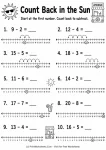 Count back in the sun number line subtraction