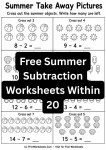 Summer subtraction worksheets within 20 number worksheets free pdf