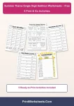Summer theme single digit addition worksheets for kindergarten