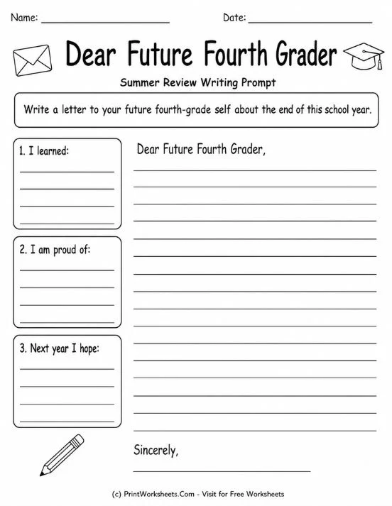 Dear future fourth grader letter writing template