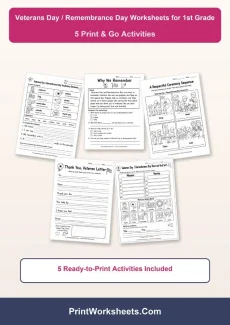 Holiday Worksheets Worksheet - Free Veterans Day Remembrance Day Worksheets for 1st Grade | Free Printable