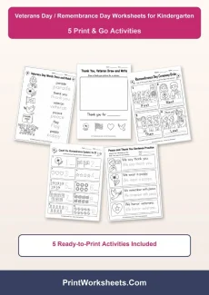 Holiday Worksheets Worksheet - Free Veterans Day Remembrance Day Worksheets for Kindergarten | Free Printable
