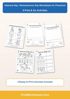 Holiday Worksheets Worksheet - Free Veterans Day Remembrance Day Worksheets for Preschool | Free Printable