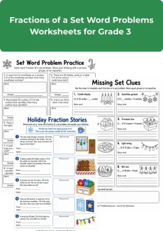 Fractions Worksheet - Fractions of a Set Word Problems Worksheets for Grade 3 | Free Printable