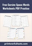 Free Cursive Space Words Worksheets PDF Practice