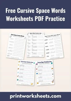 Cursive Writing Worksheet - Free Cursive Space Words Worksheets PDF Practice | Free Printable