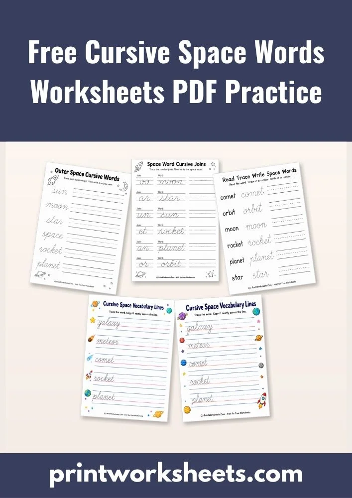 Cursive Writing Worksheet - Free Cursive Space Words Worksheets PDF Practice | Free Printable