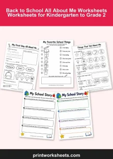 Back to School Worksheets Worksheet - Back to School All About Me Worksheets for Kindergarten to Grade 2 | Free Printable