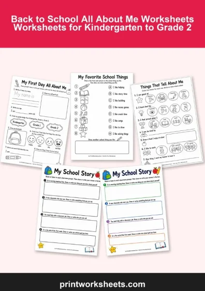 Back to School All About Me Worksheets for Kindergarten to Grade 2