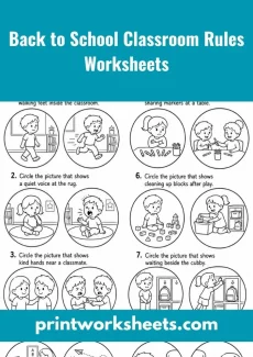 Back to School Worksheets Worksheet - Back to School Classroom Rules Worksheets | Free Printable