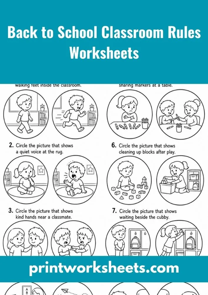 Back to School Worksheets Worksheet - Back to School Classroom Rules Worksheets | Free Printable