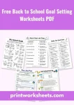 Free back to school goal setting worksheets pdf pack