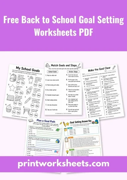 Free Back to School Goal Setting Worksheets PDF
