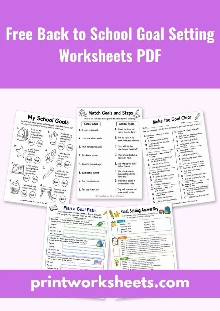 Back to School Worksheets Worksheet - Free Back to School Goal Setting Worksheets PDF | Free Printable