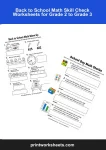 Collage of back to school math skill check worksheets for grade 2 to grade 3