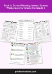 back to school reading interest survey worksheets