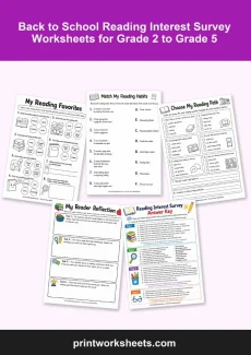 Back to School Worksheets Worksheet - Back to School Reading Interest Survey Worksheets | Free Printable