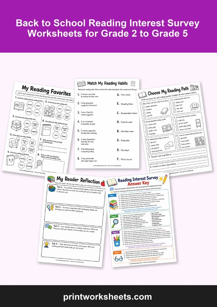 Back to School Worksheets Worksheet - Back to School Reading Interest Survey Worksheets | Free Printable