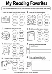 Back to school reading interest survey worksheets page where students circle favorite topics, book styles, reading places, reading partners, cover choices, and write about story interests.