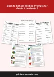 Free back to school writing prompts for grade 1 to grade 3 pdf pack