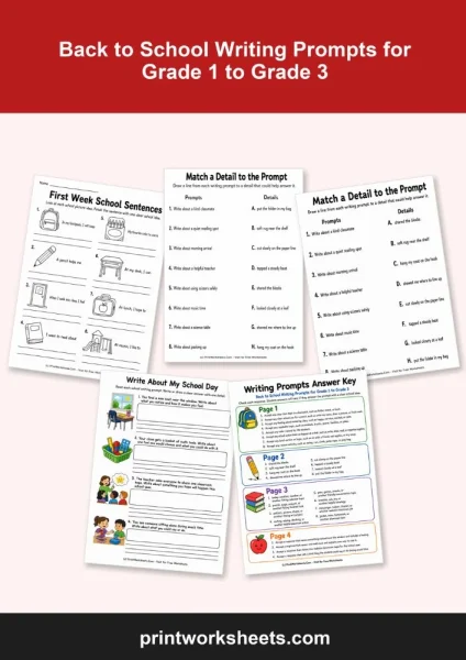 Free Back to School Writing Prompts for Grade 1 to Grade 3 PDF