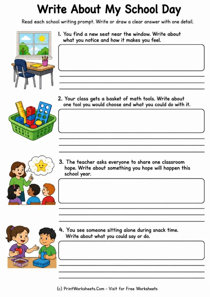 back-to-school-writing-prompts-for-grade-1-to-grade-3-page-4 Write about my school day narrative writing scenarios