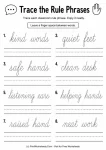 Trace the rule phrases cursive handwriting practice worksheets