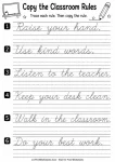Copy the classroom rules cursive sentence worksheets printable