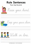 Rule sentences cursive tracing worksheets for 2nd grade