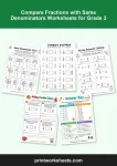 Get your compare fractions with same denominators worksheets for grade 3