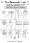 Same denominator start compare fractions with same denominators worksheets for grade 3