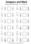 Compare and mark fractions with winter icons grade 3 math