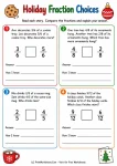 Holiday fraction choices word problems for third grade