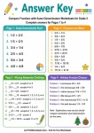 Answer key compare fractions with same denominators worksheets for grade 3