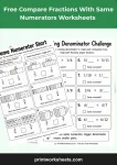 Select Free Compare Fractions With Same Numerators Worksheets Free Compare Fractions With Same Numerators Worksheets