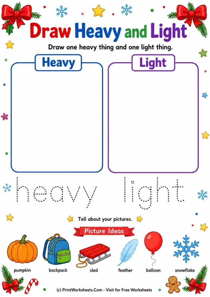 Draw heavy and light physical properties printables